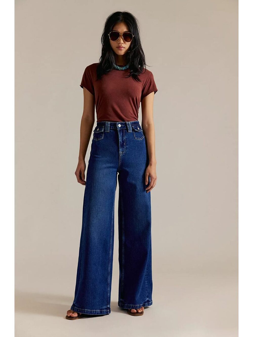 Free People Women’s Jeans Keller High Rise Palazzo Size 30